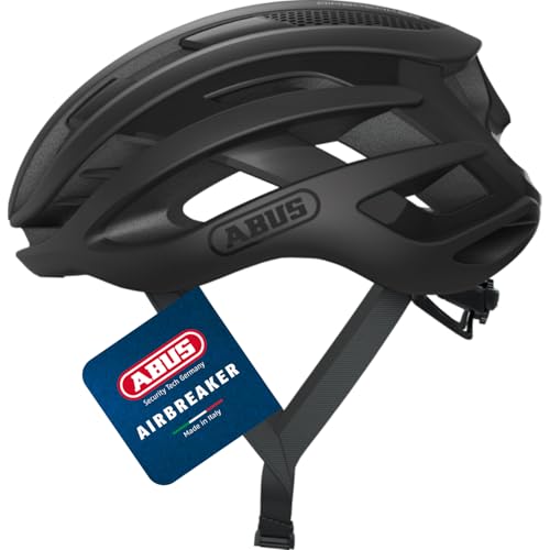 ABUS Rennradhelm AirBreaker - High-End Fahrradhelm für den professionellen Radsport - für Jugendliche und Erwachsene - Helm für Damen und Herren - Schwarz Matt, Größe S von ABUS