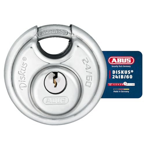 ABUS Diskus Vorhängeschloss 24IB/60 aus Edelstahl - mit 360° Rundumschutz - zur Sicherung bei starken Witterungseinflüssen - 35043 - ABUS-Sicherheitslevel 7 - Silber/Blau ABUS Diskus Vorhängeschloss 24IB/60 aus Edelstahl - mit 360° Rundumschutz - zur Sicherung bei starken Witterungseinflüssen - 35043 - ABUS-Sicherheitslevel 7 - Silber/Blau von ABUS