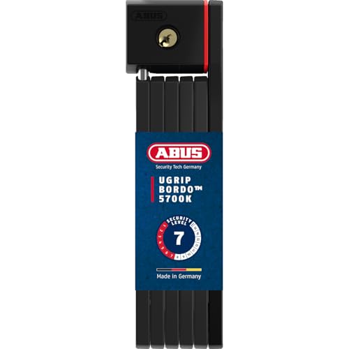 ABUS Faltschloss Bordo uGrip 5700K SH mit Halterung - Fahrradschloss mit 5 mm starken Stäben - ABUS-Sicherheitslevel 7-80 cm - Schwarz von ABUS