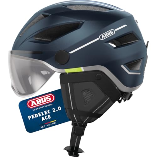 ABUS Stadthelm Pedelec 2.0 ACE - Fahrradhelm mit Rücklicht, Visier, Regenhaube, Ohrenschutz - für Damen und Herren - Blau Matt, Größe L ABUS Stadthelm Pedelec 2.0 ACE - Fahrradhelm mit Rücklicht, Visier, Regenhaube, Ohrenschutz - für Damen und Herren - Blau Matt, Größe L von ABUS