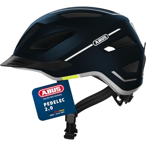 ABUS Stadthelm Pedelec 2.0 - Fahrradhelm mit Rücklicht und Regenhaube - für den Stadtverkehr - für Damen und Herren - Blau, Größe L​ von ABUS