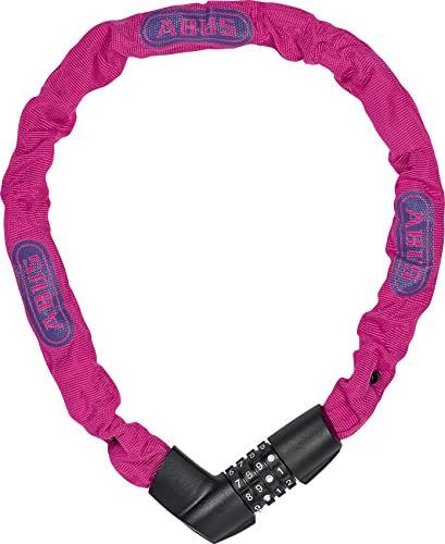 ABUS Kettenschloss Tresor 1385/75 Neon – Zahlenschloss aus gehärtetem Stahl – 6 mm starke Vierkantkette – ABUS-Sicherheitslevel 6 – 75 cm – Pink von ABUS