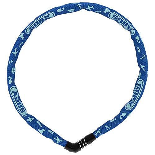 ABUS Kettenschloss Steel-O-Chain 4804C Symbols – Zahlenschloss für Kinderfahrräder – ABUS-Sicherheitslevel 3 – 75 cm – Blau von ABUS