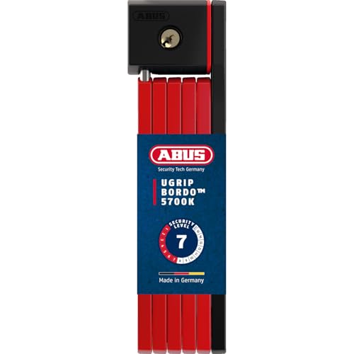 ABUS Faltschloss Bordo uGrip 5700K SH mit Halterung - Fahrradschloss mit 5 mm starken Stäben - ABUS-Sicherheitslevel 7-80 cm - Rot von ABUS