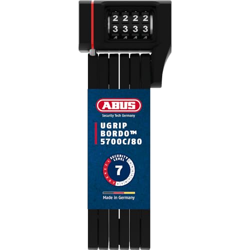 ABUS Faltschloss Bordo uGrip 5700C SH mit Halterung - Fahrradschloss mit Zahlencode und 5 mm starken Stäben - ABUS-Sicherheitslevel 7 - 80 cm - Schwarz ABUS Faltschloss Bordo uGrip 5700C SH mit Halterung - Fahrradschloss mit Zahlencode und 5 mm starken Stäben - ABUS-Sicherheitslevel 7 - 80 cm - Schwarz von ABUS