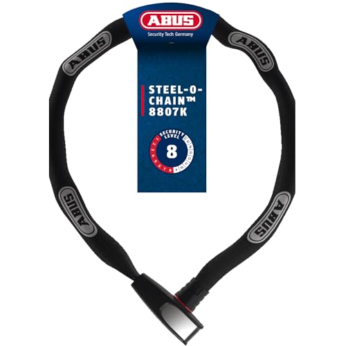 ABUS Kettenschloss Steel-O-Chain 8807K – Flexibles Fahrradschloss aus gehärtetem Stahl – ABUS-Sicherheitslevel 8-85 cm - Schwarz von ABUS