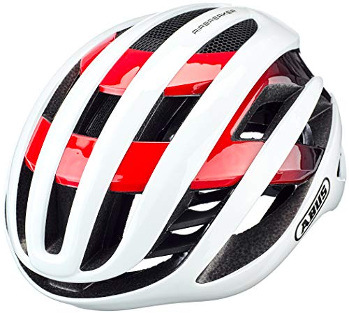 ABUS Rennradhelm AirBreaker - High-End Fahrradhelm für den professionellen Radsport - für Jugendliche und Erwachsene - Helm für Damen und Herren - Weiß/Rot, Größe S von ABUS