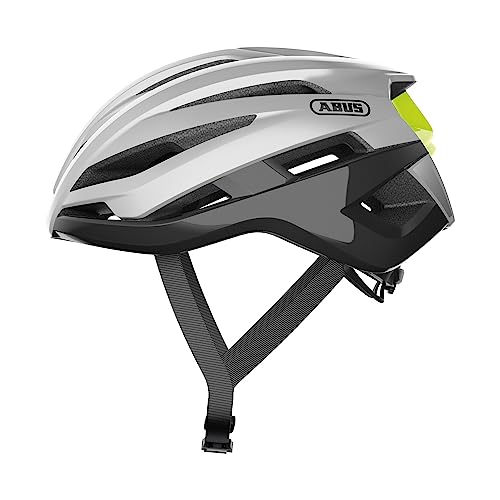 ABUS Rennradhelm Stormchaser - Leichter und komfortabler Fahrradhelm für professionellen Radsport, Silber (gleam silver), M (52-58 cm) von ABUS