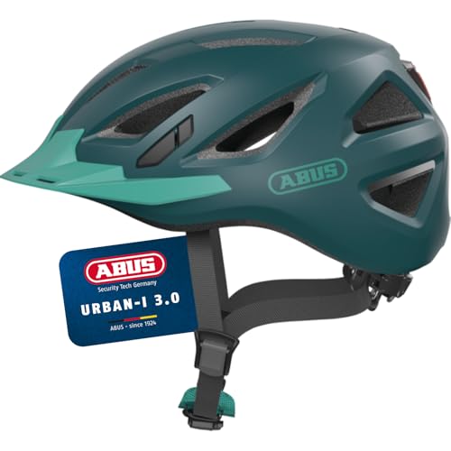 ABUS Stadthelm Urban-I 3.0 - Fahrradhelm mit Rücklicht, Schirm und Magnetverschluss - für Damen und Herren - Blaugrün, Größe M ABUS Stadthelm Urban-I 3.0 - Fahrradhelm mit Rücklicht, Schirm und Magnetverschluss - für Damen und Herren - Blaugrün, Größe M von ABUS