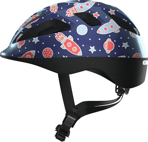 ABUS Kinderhelm Smooty 2.0 - Robuster Fahrradhelm für Kleinkinder im Beifahrersitz - für Mädchen und Jungen - Blau mit Raktenmuster, Größe S ABUS Kinderhelm Smooty 2.0 - Robuster Fahrradhelm für Kleinkinder im Beifahrersitz - für Mädchen und Jungen - Blau mit Raktenmuster, Größe S von ABUS