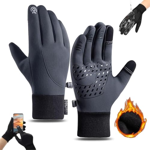 Accrue Dodorado-Handschuhe,Herren Fahrradhandschuhe Warm Winter Touchscreen Fahrrad Handschuhe,Winddicht Thermo Radsport Skilaufen Schifahren Sporthandschuhe (Gray-B,X-Large) von Accrue