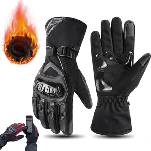 Thermo Grip Motorcycle Gloves,Touchscreen Motorbike Gloves Women Mens,Warm Windproof Waterproof Anti-Slip Insulated Weatherproof Motorcycle Gloves (Black,XX-Large) von Accrue