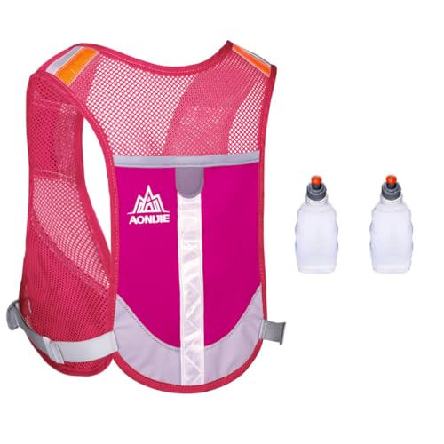Achsoo Reflektierender Trinkrucksack Leichter Trinkweste Trail Marathoner Running Race Rucksack Leichte Herren und Damen Hydration Pack (Rosa + Zwei 250ml Flaschen) Achsoo Reflektierender Trinkrucksack Leichter Trinkweste Trail Marathoner Running Race Rucksack Leichte Herren und Damen Hydration Pack (Rosa + Zwei 250ml Flaschen) von Achsoo