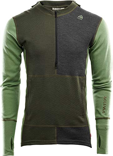 Aclima WarmWool Kapuzensweater mit Zip Herren oliv/grün Aclima WarmWool Kapuzensweater mit Zip Herren oliv/grün von Aclima