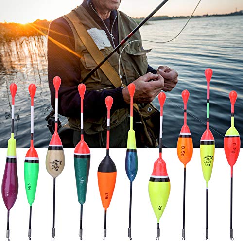 10-teiliges, Tragbares, Hochwertiges Balsaholz-Oval-S-Angelschwimmer-Bobber-Set, Tackle-Zubehör. Das Tackle Im Set Eignet Sich Hervorragend für Angler. Diese A von Acouto