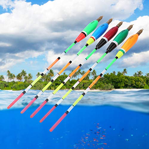 Acouto 5pcs Multiple Farbbalsa Holzfischerei Float Bobber Bite Indikator Angling -Geräte Leichtes und Senszenes Fischerei FloatSfishing Bobberfishing Floaterfishing Boyangling (3+2g) von Acouto