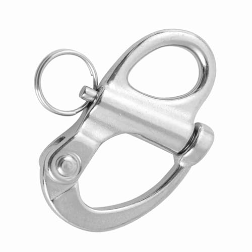 Acouto Fester Schnappschäkel aus Edelstahl, Rostbeständiger Schnellspanner mit Rundem Ring für Marineboote und LKWs (12 * 52mm) von Acouto