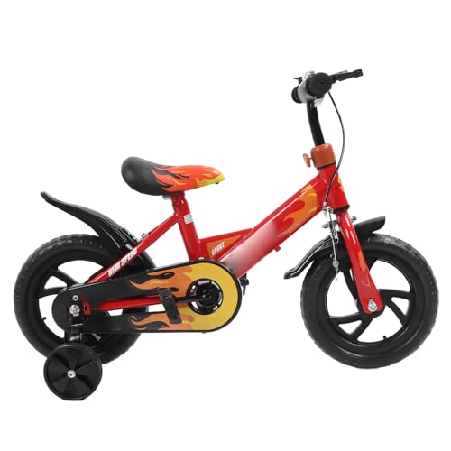 Acouto Schaumrad Kinderfahrrad 12 Zoll High Carbon Steel Frame Kindersportfahrrad - Stabile Struktur und Bequemes Kissen für Kleinkinder Rot von Acouto