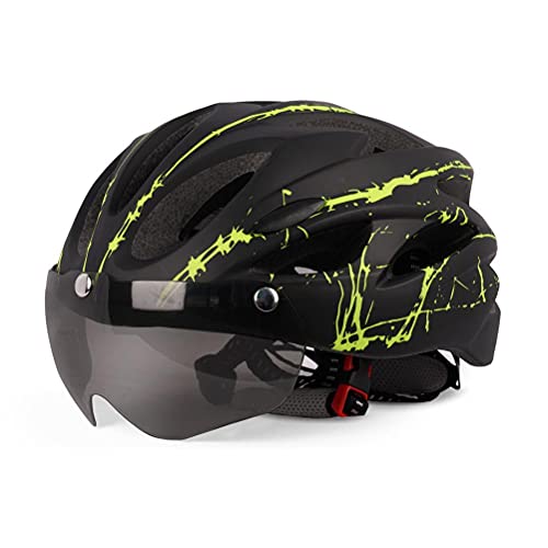 MTB-Helm, Leicht und Sicher, Atmungsaktiv, Allgemeine Größe, Zum Mountainbiken und Rennen, mit Sonnenblende (Grün Schwarz) von Acouto