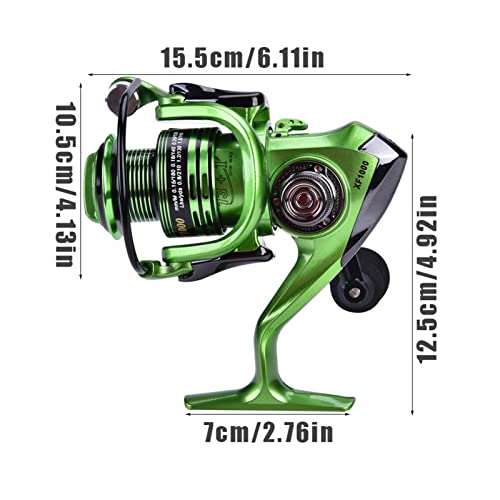 Salt Metal Duty Lightweight Casting Fishing Reel Tackle L und Rechte Seite, Geeignet für Rechtshänder und Angler (GreenXF7000) von Acouto