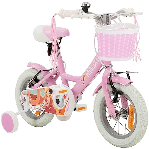 Actionbikes Kinderfahrrad | Princess - 12 Zoll - V-Brake Bremsen - Reflektoren - Schutzblech v. und h. - Kinder Fahrrad für Mädchen und Jungen - Fahrräder - Kinderrad - Jugendrad - Von 2-5 Jahren von Actionbikes Motors