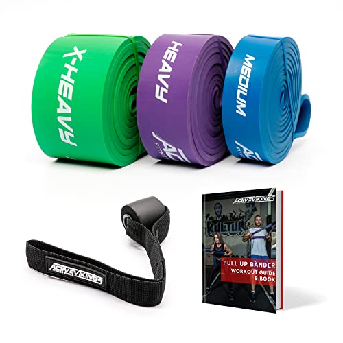 ActiveVikings® Pull-Up Fitnessbänder | Perfekt für Muskelaufbau | Fitnessband Klimmzugbänder Widerstandsbänder (H - Pro Package (Blau Lila Grün)) von ActiveVikings