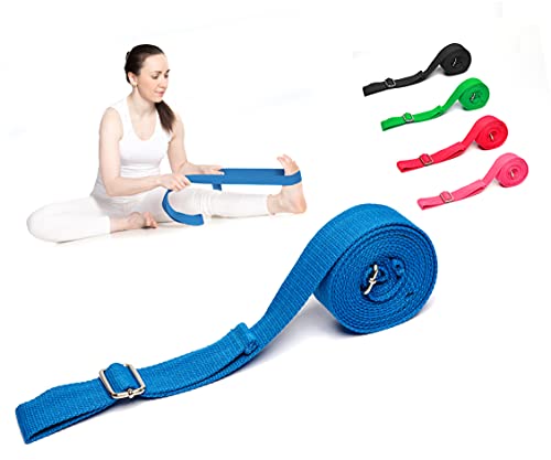 ActiveVikings Premium Yogagurt - Idealer Stretchtrainer für Yoga und Pilates - 100% Baumwolle mit hochwertigen Metallverschlüssen - Yogaband, Yoga Strap (Blau) von ActiveVikings