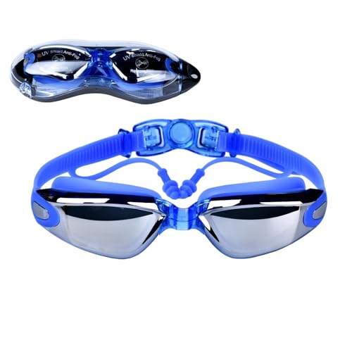 Acunny Schwimmbrille mit Ohrstöpseln, Schwimmbrille, Anti-Beschlag-Schwimmbrille, wasserdicht, mit Ohrstöpseln, UV-Schutz, klare Sicht, Anti-Fog & UV von Acunny