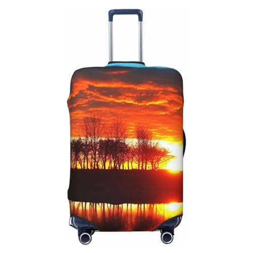 AdaNti Reisegepäckhülle mit schönem Sonnenuntergang-Aufdruck, elastisch, waschbar, Kofferabdeckung, Gepäckschutz für 45,7 - 81,3 cm Gepäck, Schwarz , L von AdaNti