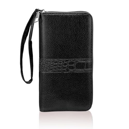 AdiStylinno Geldbörsen Herren, Lange Leder Geldbeutel mit Reißverschluss, große Kapazität Business Phone Portemonnaie Clutch Geldbörse Groß mit Handgelenkriemen und mehrere Kartenfächer (Schwarz) AdiStylinno Geldbörsen Herren, Lange Leder Geldbeutel mit Reißverschluss, große Kapazität Business Phone Portemonnaie Clutch Geldbörse Groß mit Handgelenkriemen und mehrere Kartenfächer (Schwarz) von AdiStylinno