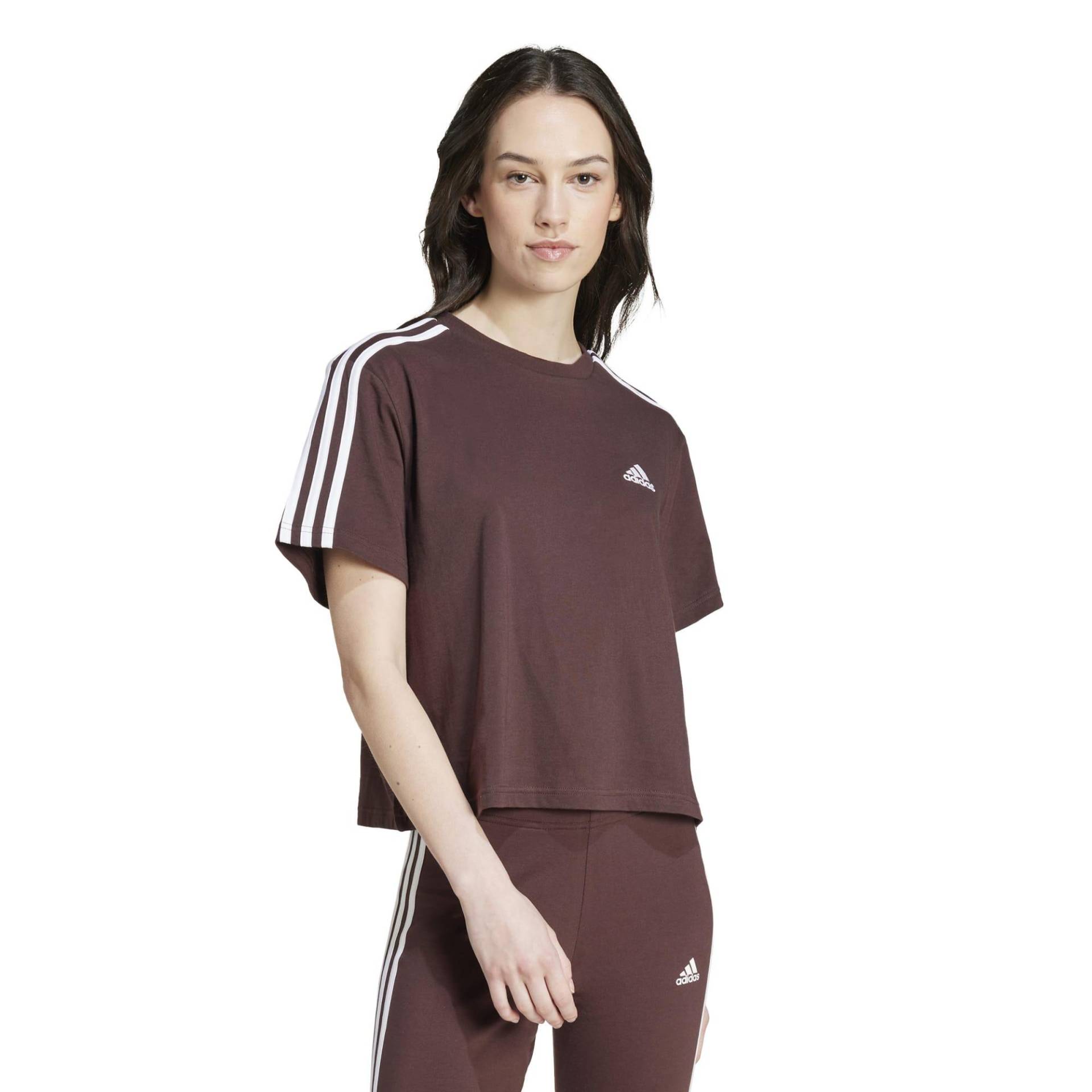 ADIDAS T-Shirt Damen kurz 3 Streifen ‒ schwarz von Adidas