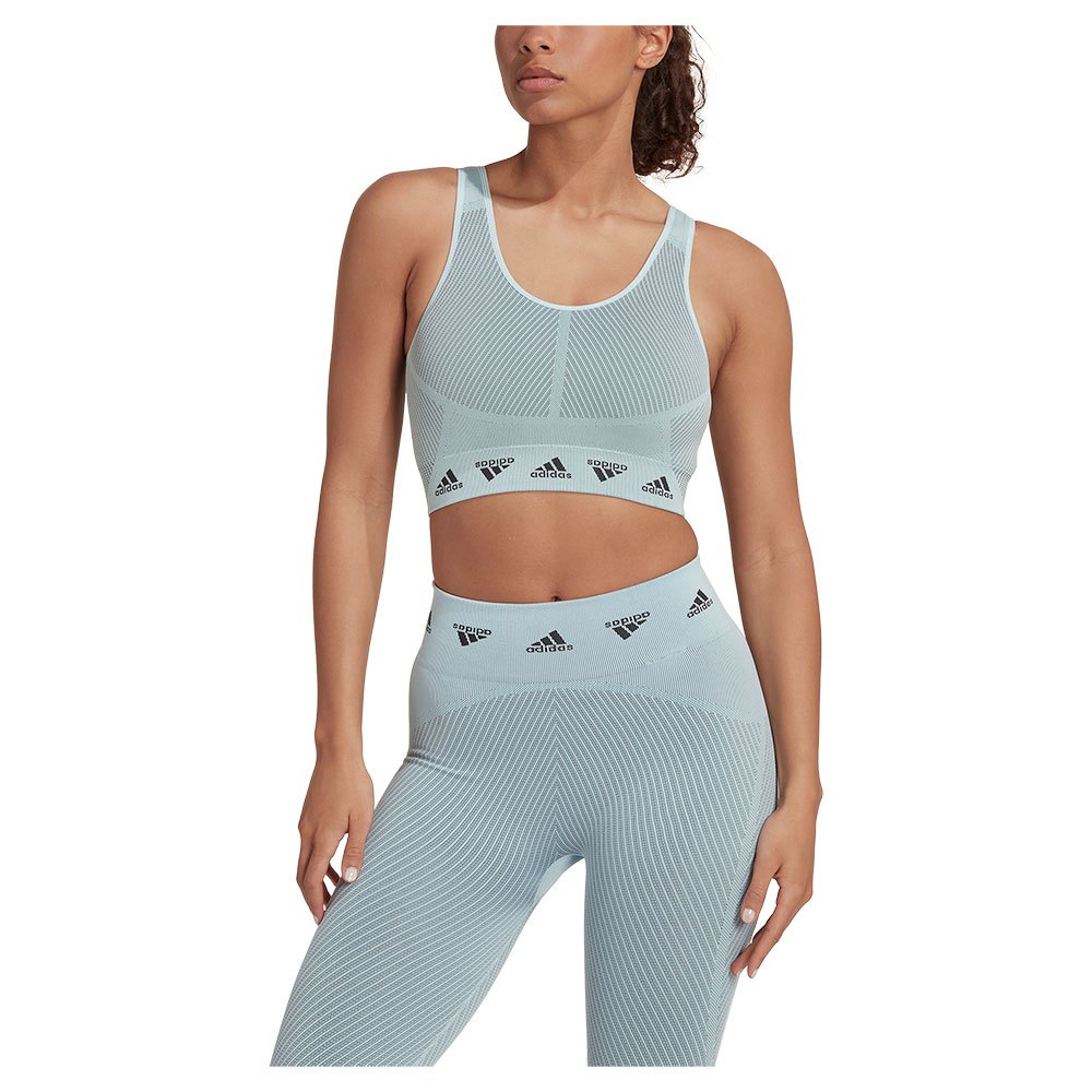 Adidas Aeroknit Light-support Sports Bra Blau M Frau von Adidas