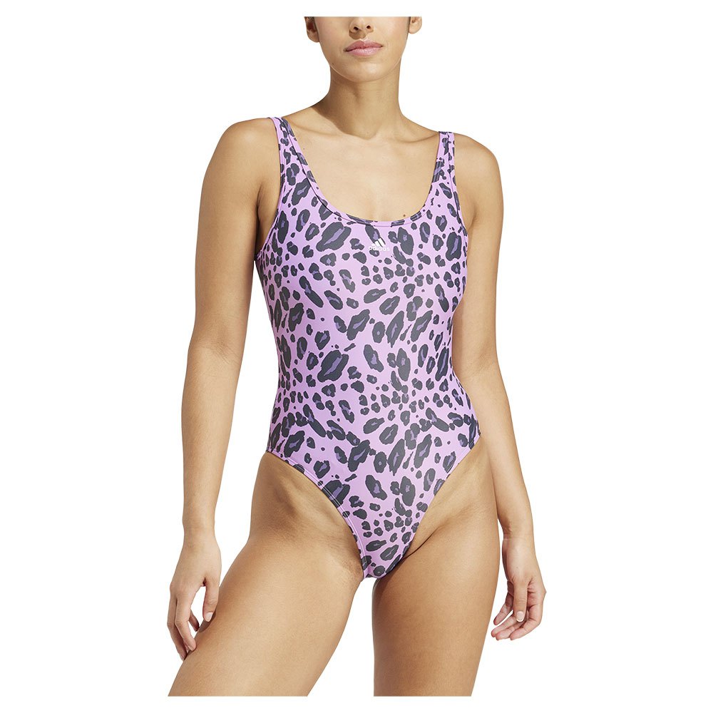 Adidas Essentials Animal Print U Back Swimsuit Lila 40 Frau von Adidas