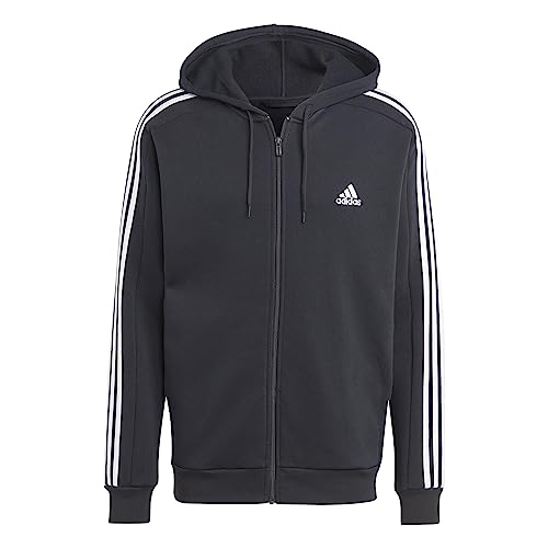 adidas Herren Essentials Fleece 3-Streifen Full Zip Trainingsjacke mit Kapuze, Schwarz, XXXL von adidas