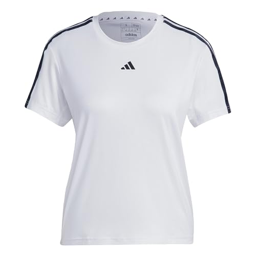 adidas Damen AEROREADY Train Essentials 3-Stripes T-Shirt, White/Black, L von adidas