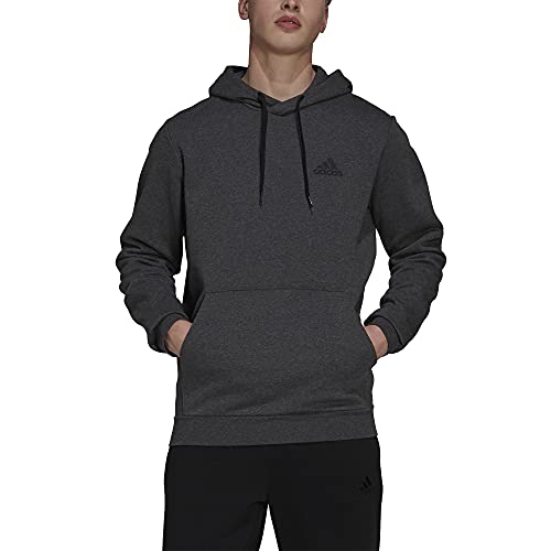 adidas Herren Essentials Fleece Hoodie, Dark Grey Heather/Black, S adidas Herren Essentials Fleece Hoodie, Dark Grey Heather/Black, S von adidas