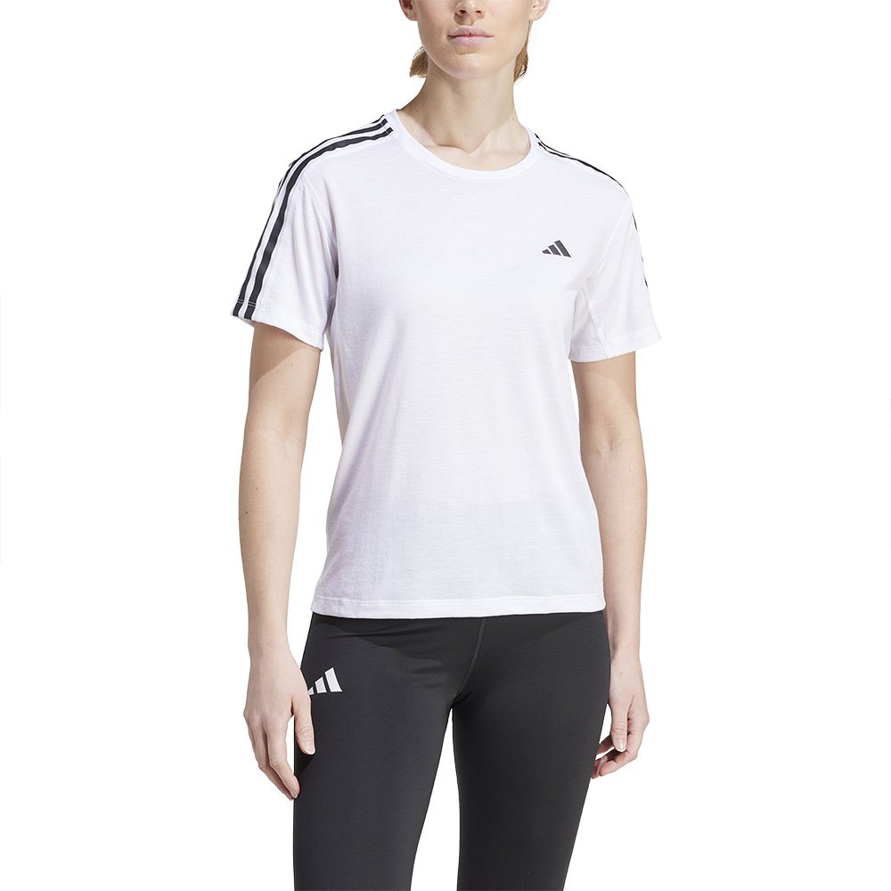 Adidas Own The Run 3 Stripes Short Sleeve T-shirt Weiß S Frau von Adidas