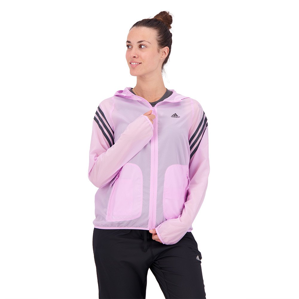 Adidas Run Icons 3 Stripes Running Breaker Jacket Rosa S Frau von Adidas