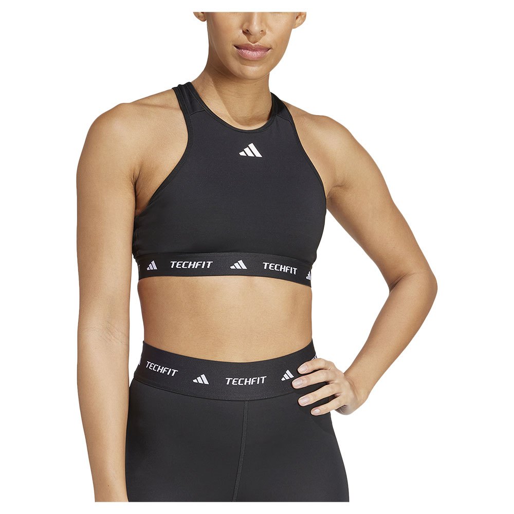 Adidas Techfit High Neck Medium Impact Sports Bra Schwarz XS / AB Frau von Adidas