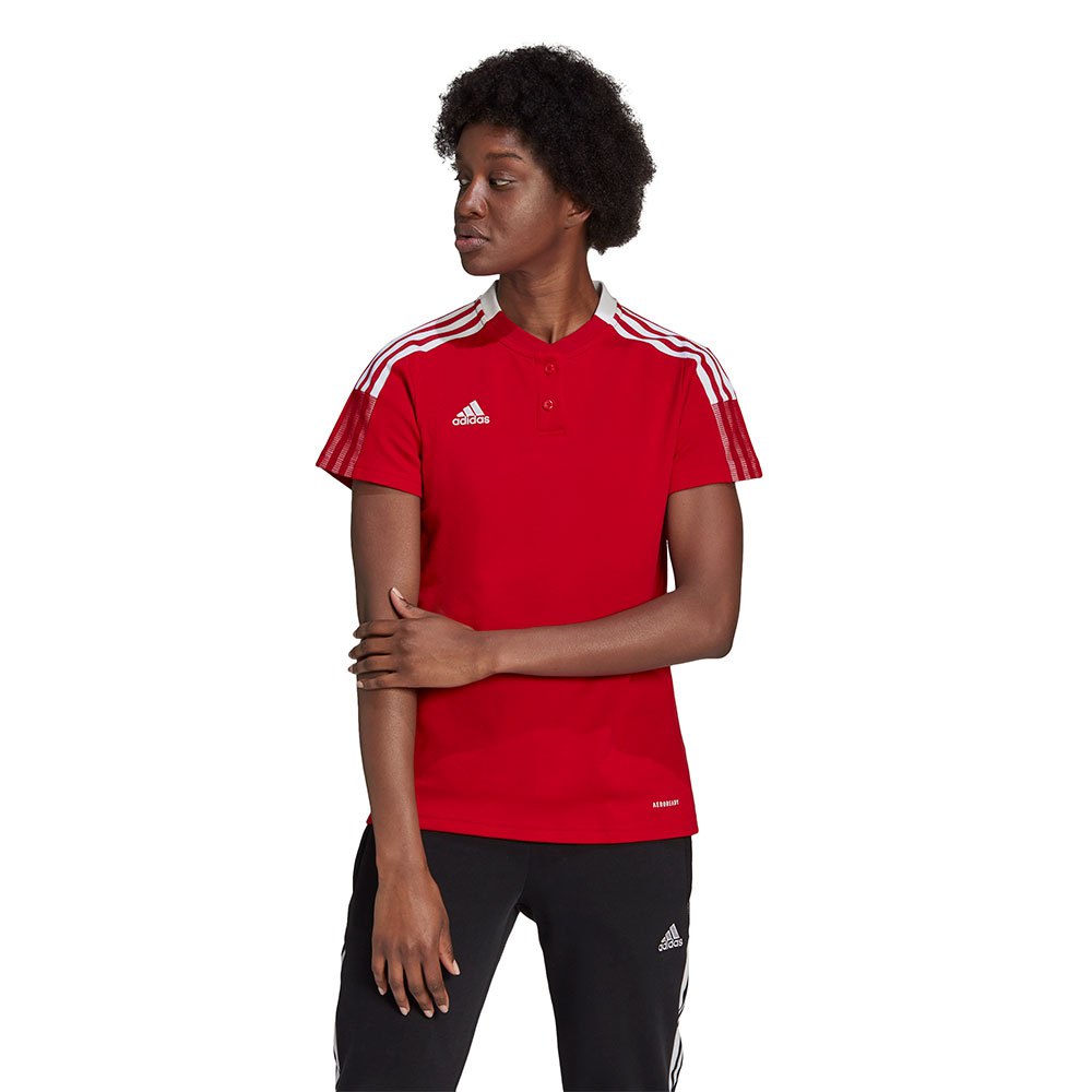 Adidas Tiro 21 Short Sleeve Polo Rot S / Regular Frau von Adidas