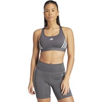 adidas Power Racer Medium 3-Stripes Sport-BH Damen in grau von Adidas