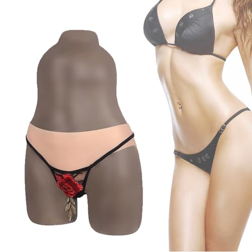 Adima Crossdresser Realistische Vagina Höschen Silikon Muschi Verstecken Gaff Dreieck Slips Butt Control Tanga für Transgender,Light Brown,one Size von Adima