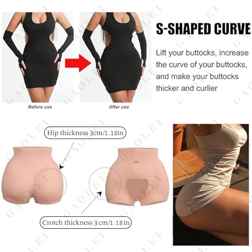 Adima Crossdressing Silikon Hosen Künstliches Gesäß Gepolsterter Body Lift Butt Enhancer Riesige Hüften Boxershorts für Frauen,Natrual,One Size von Adima