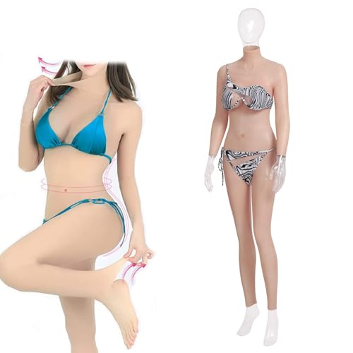 Adima Crossdressing Silikon Knielanger Bodysuit G Cup Realistischer Brustpanzer Gefälschte Vagina Hintern Unterwäsche für Transgender,Braun,Cotton von Adima