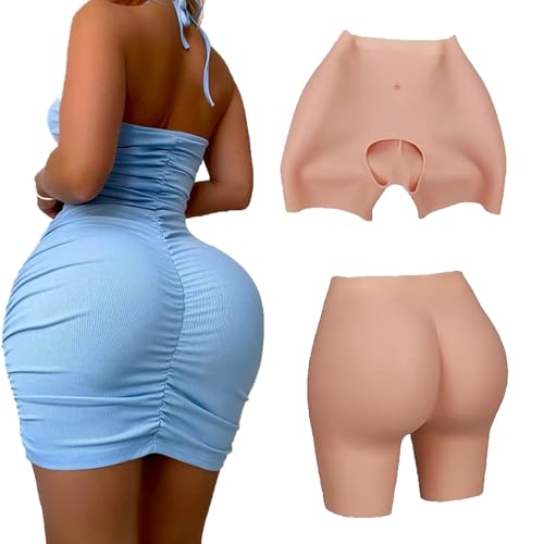 Adima Frauen Silikon Fake Butt Panty Offener Schritt Hüftlift Shaper Enhancer Shorts für Crossdresser Bekleidung Mann zu Frau,Wheat Colored,M1 von Adima