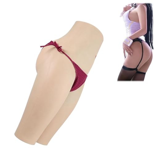 Adima Halblange Silikon Fake Vagina Hosen Butt Lifter Shaper Shorts Verstecken Gaff Pussy Boxershorts für Crossdresser,Braun,One Size von Adima