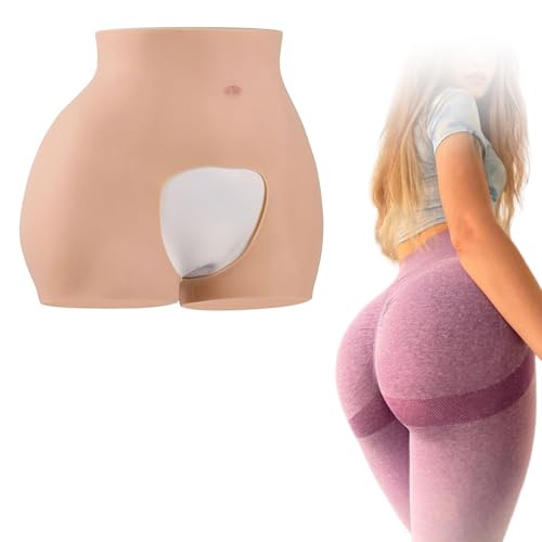 Adima Offener Schritt Silikon Butt Hose Butt Lift Unterwäsche Bekleidung Männlich zu Frau Gesäßkontrolle Shorts für Crossdresser,Braun,One Size von Adima