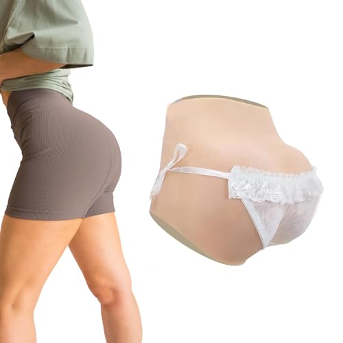 Adima Realistische Silikon Vagina Höschen Falsche Muschi Verstecken Gaff Slips Butt Lift Gepolsterte Shaper Control Shorts für Transgender,Elfenbein,Upgrades von Adima