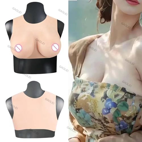 Adima Rundhalsband Silikon Brustplatte Brustformen Fake Boobs Enhancer Für Künstliche Mastektomie Und Drag Queen,Natural beige,G von Adima
