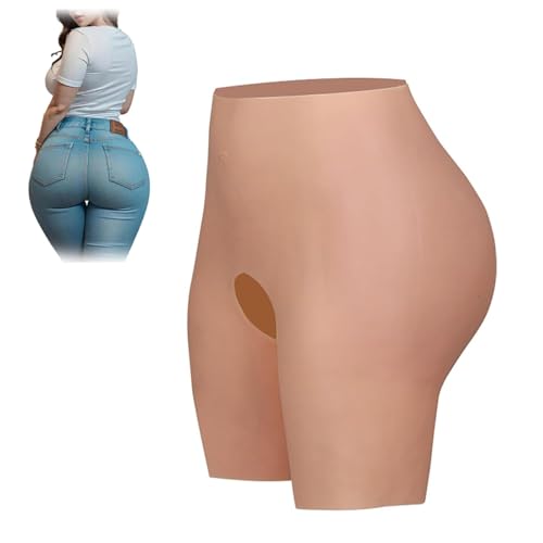 Adima Silikon Fake Butt Enhancer Hose Offener Schritt Gepolsterte Push Up Gesäß Lift Unterwäsche für Crossdresser Drag Queen,Elfenbein,One Size von Adima